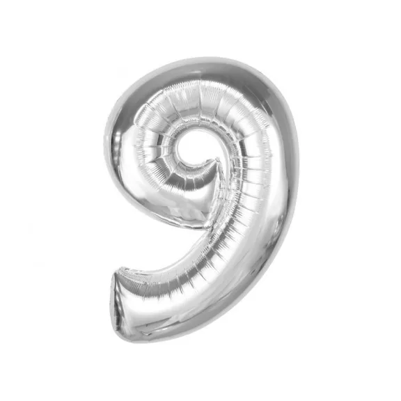 Ezüst 9-es Silver szám fólia lufi 92 cm Ezüst 9-es Silver szám fólia lufi 92 cm