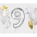 Ezüst 9-es Silver szám fólia lufi 92 cm Ezüst 9-es Silver szám fólia lufi 92 cm