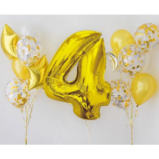 Arany 4-es Gold szám fólia lufi 92 cm