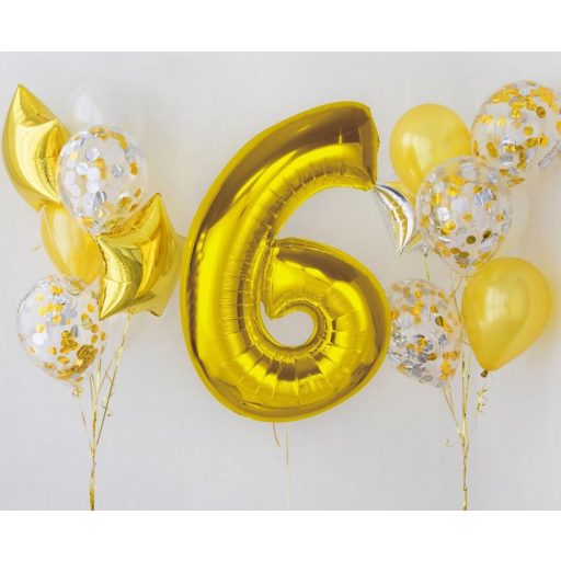 Arany 6-os Gold szám fólia lufi 92 cm