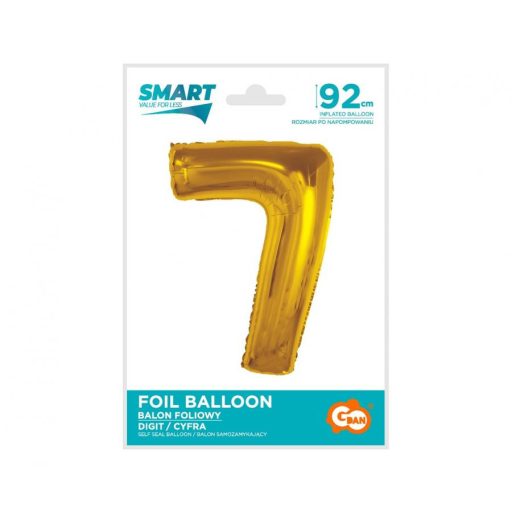 Arany 7-es Gold szám fólia lufi 92 cm