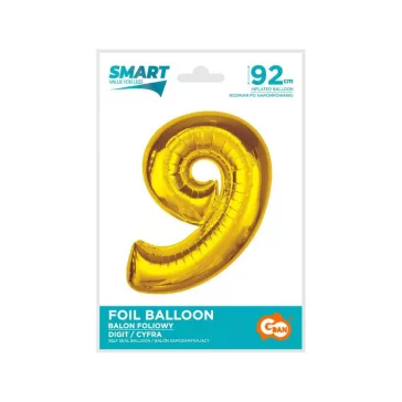 Arany 9-es Gold szám fólia lufi 92 cm