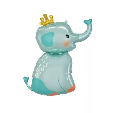 Elephant with Crown, Elefánt fólia lufi 70 cm