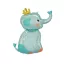 Elephant with Crown, Elefánt fólia lufi 70 cm