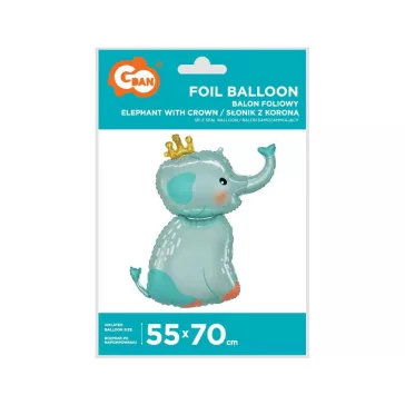 Elephant with Crown, Elefánt fólia lufi 70 cm