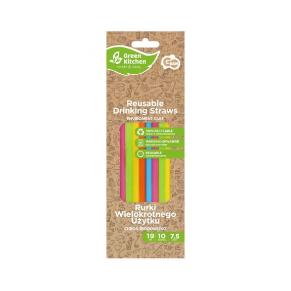 Színes Colorful műanyag szívószál 10 db-os