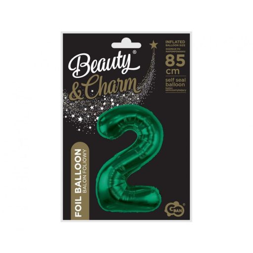 Zöld B&C Bottle Green 2-es szám fólia lufi 85 cm