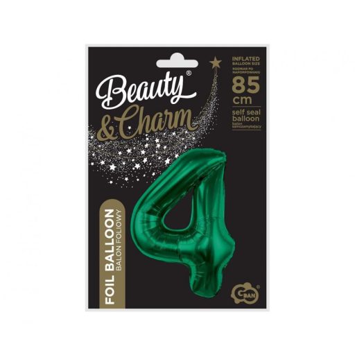 Zöld B&C Bottle Green 4-es szám fólia lufi 85 cm
