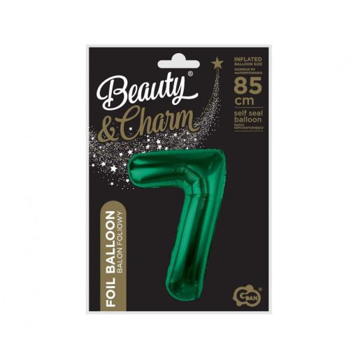 Zöld B&C Bottle Green 7-es szám fólia lufi 85 cm