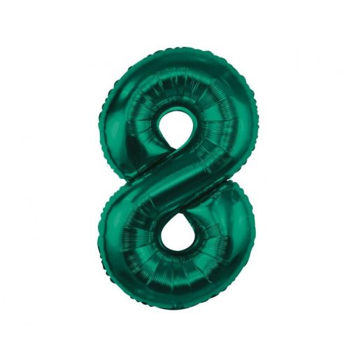 Zöld B&C Bottle Green 8-as szám fólia lufi 85 cm