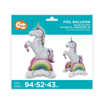 Unikornis 3D Rainbow fólia lufi 94 cm