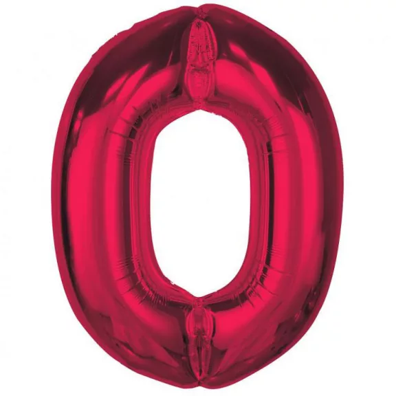 Piros 0-ás Red szám fólia lufi 92 cm Piros 0-ás Red szám fólia lufi 92 cm