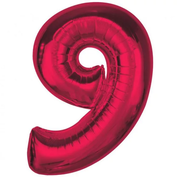 Piros 9-es Red szám fólia lufi 92 cm Piros 9-es Red szám fólia lufi 92 cm