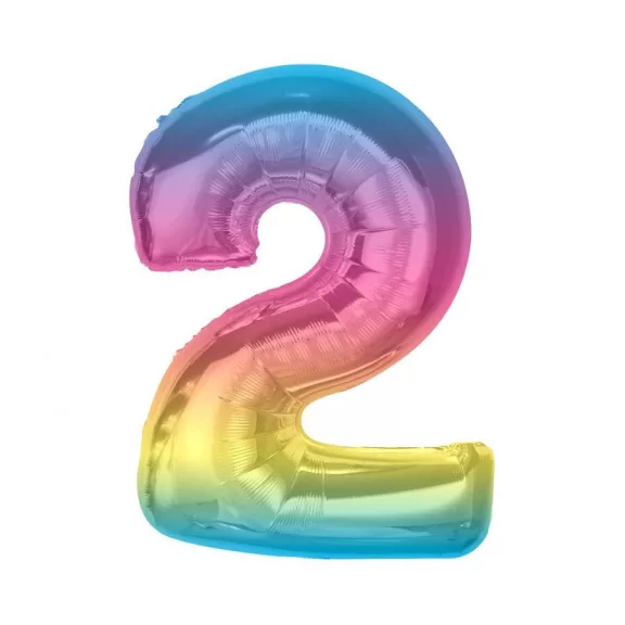 Színes 2-es Rainbow szám fólia lufi 92 cm Színes 2-es Rainbow szám fólia lufi 92 cm