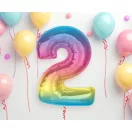 Színes 2-es Rainbow szám fólia lufi 92 cm Színes 2-es Rainbow szám fólia lufi 92 cm
