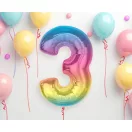 Színes 3-as Rainbow szám fólia lufi 92 cm Színes 3-as Rainbow szám fólia lufi 92 cm