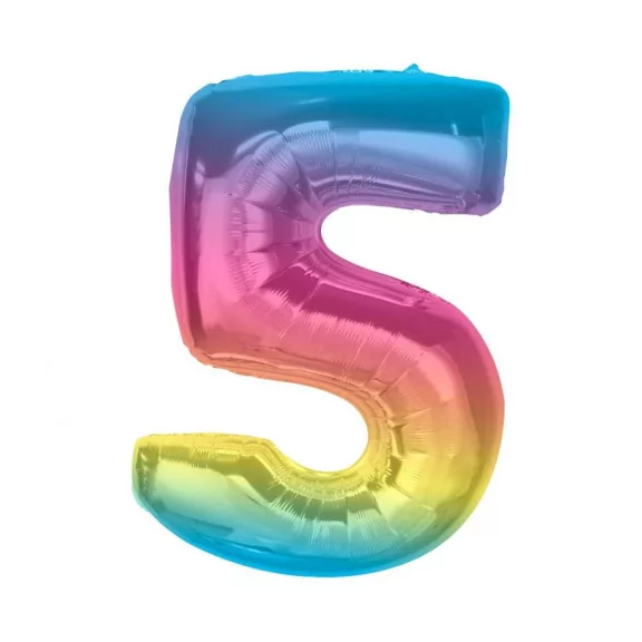 Színes 5-ös Rainbow szám fólia lufi 92 cm Színes 5-ös Rainbow szám fólia lufi 92 cm