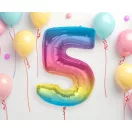 Színes 5-ös Rainbow szám fólia lufi 92 cm Színes 5-ös Rainbow szám fólia lufi 92 cm