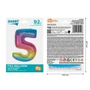Színes 5-ös Rainbow szám fólia lufi 92 cm Színes 5-ös Rainbow szám fólia lufi 92 cm