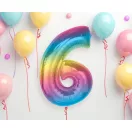 Színes 6-os Rainbow szám fólia lufi 92 cm Színes 6-os Rainbow szám fólia lufi 92 cm