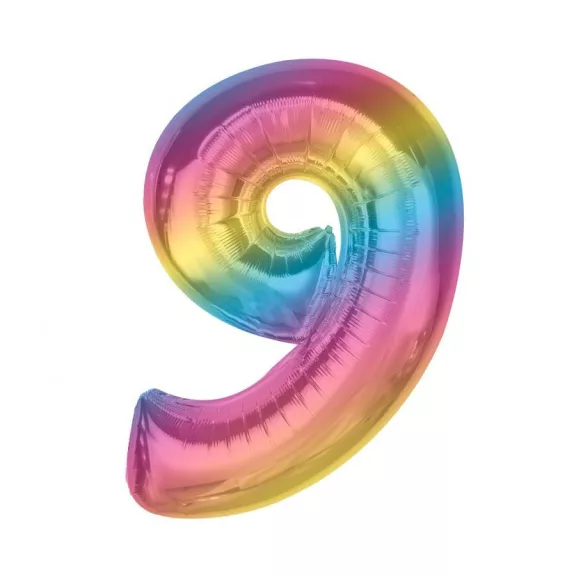 Színes 9-es Rainbow szám fólia lufi 92 cm Színes 9-es Rainbow szám fólia lufi 92 cm