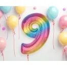 Színes 9-es Rainbow szám fólia lufi 92 cm Színes 9-es Rainbow szám fólia lufi 92 cm