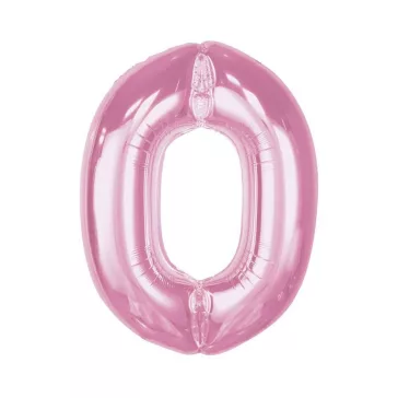 Rózsaszín 0-ás Light Pink szám fólia lufi 92 cm