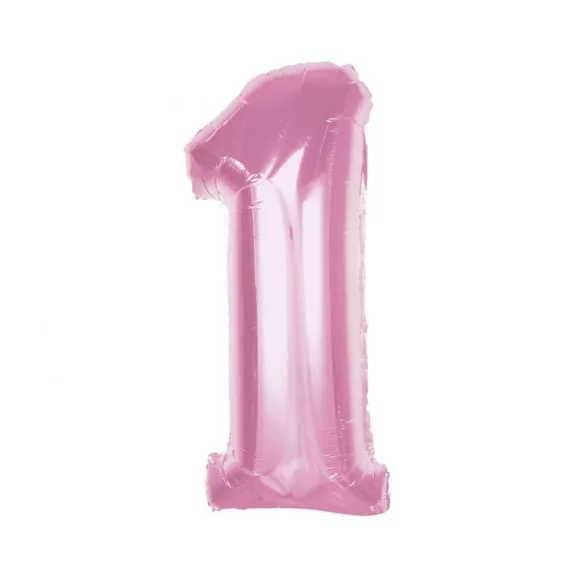Rózsaszín 1-es Light Pink szám fólia lufi 92 cm Rózsaszín 1-es Light Pink szám fólia lufi 92 cm