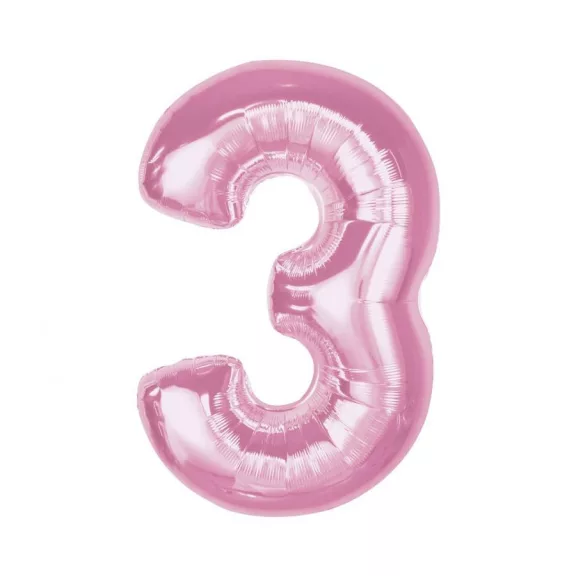 Rózsaszín 3-as Light Pink szám fólia lufi 92 cm Rózsaszín 3-as Light Pink szám fólia lufi 92 cm