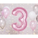Rózsaszín 3-as Light Pink szám fólia lufi 92 cm Rózsaszín 3-as Light Pink szám fólia lufi 92 cm