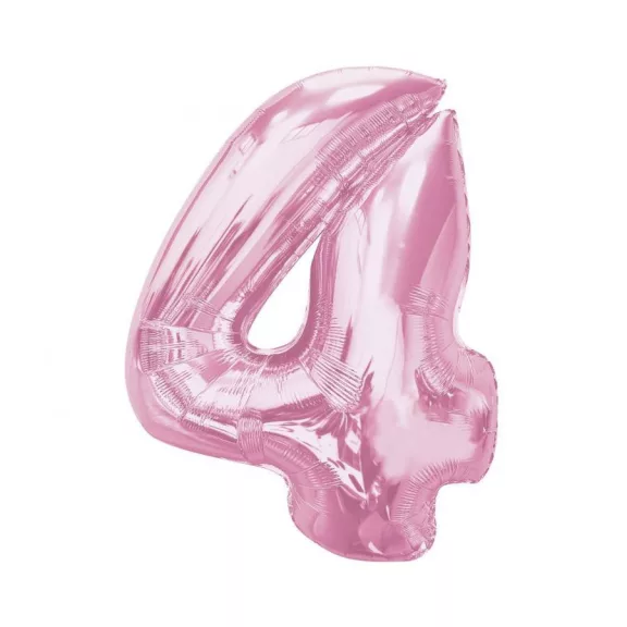 Rózsaszín 4-es Light Pink szám fólia lufi 92 cm Rózsaszín 4-es Light Pink szám fólia lufi 92 cm
