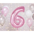 Rózsaszín 6-os Light Pink szám fólia lufi 92 cm Rózsaszín 6-os Light Pink szám fólia lufi 92 cm
