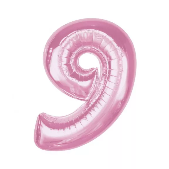 Rózsaszín 9-es Light Pink szám fólia lufi 92 cm Rózsaszín 9-es Light Pink szám fólia lufi 92 cm