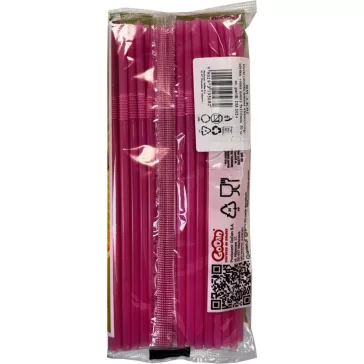 Színes Pink műanyag szívószál 50 db-os