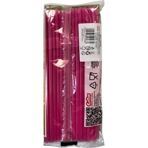 Színes Pink műanyag szívószál 50 db-os