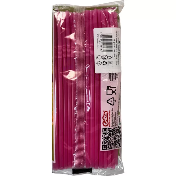 Színes Pink műanyag szívószál 50 db-os