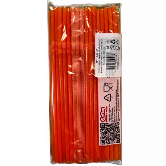 Színes Orange műanyag szívószál 50 db-os