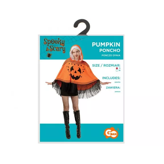Tök Scary felnőtt poncsó, jelmez kiegészítő M