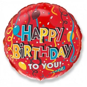 Happy Birthday Streamers Red fólia lufi 46 cm (WP)