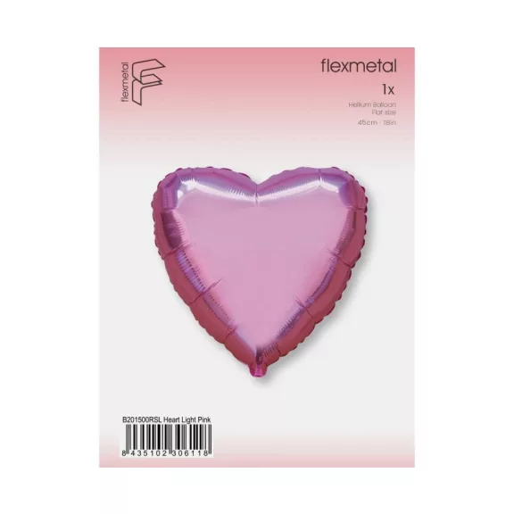 Rózsaszín Light szív fólia lufi 46 cm