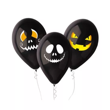 Halloween Faces léggömb, lufi 3 db-os 12 inch (30 cm)