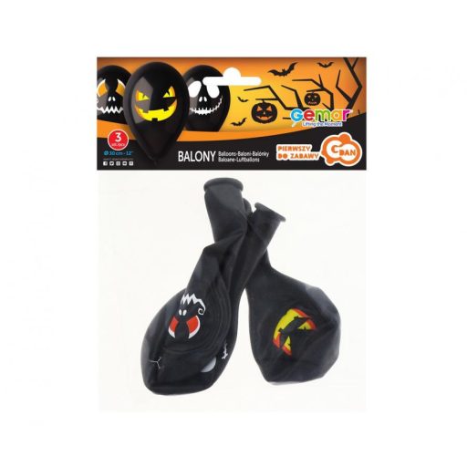 Halloween Faces léggömb, lufi 3 db-os 12 inch (30 cm)