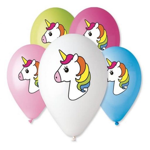 Unikornis Multicolor léggömb, lufi 5 db-os 12 inch (30cm)