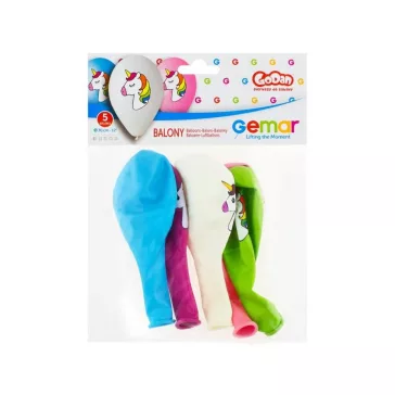 Unikornis Multicolor léggömb, lufi 5 db-os 12 inch (30cm)