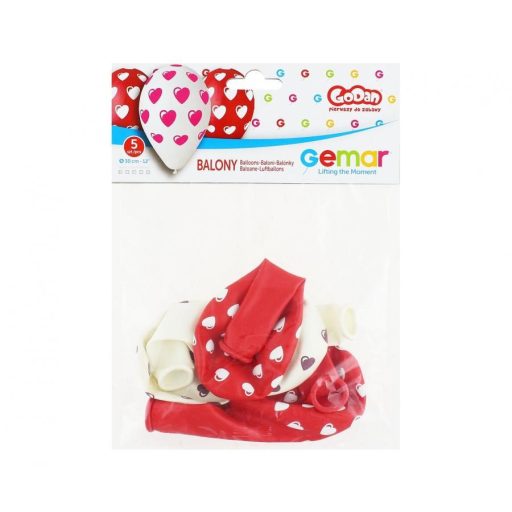 Szív Heart léggömb, lufi 5 db-os 12 inch (30 cm)