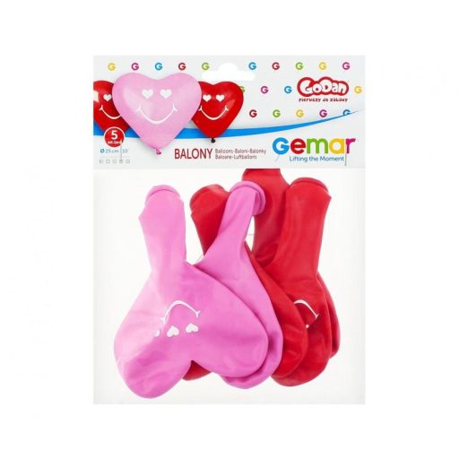 Szív Smiling Hearts léggömb, lufi 5 db-os 10 inch (25 cm)