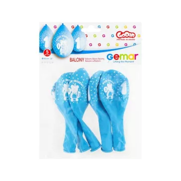   Első születésnap Blue függő léggömb, lufi 5 db-os 12 inch (30 cm)