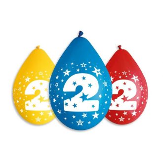   Happy Birthday 2 Star függő léggömb, lufi 5 db-os 12 inch (30 cm)