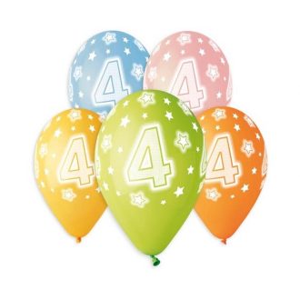  Happy Birthday 4 Star léggömb, lufi 5 db-os 13 inch (33 cm)