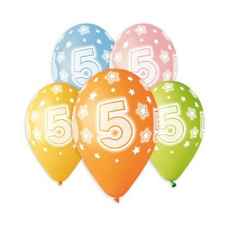   Happy Birthday 5 Star léggömb, lufi 5 db-os 13 inch (33 cm)